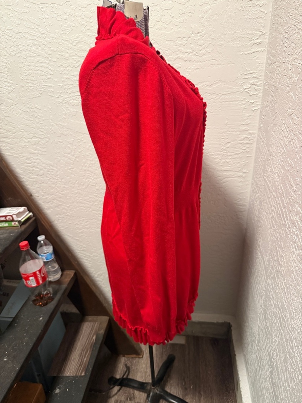 Addison Michelle Red Ruffle Trim Open Cardigan - Picture 5 of 6